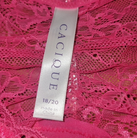NEW NWT Cacique Plus Size Vibrant Pink Lace Thong With Bows Size 18/20 - Picture 6 of 6